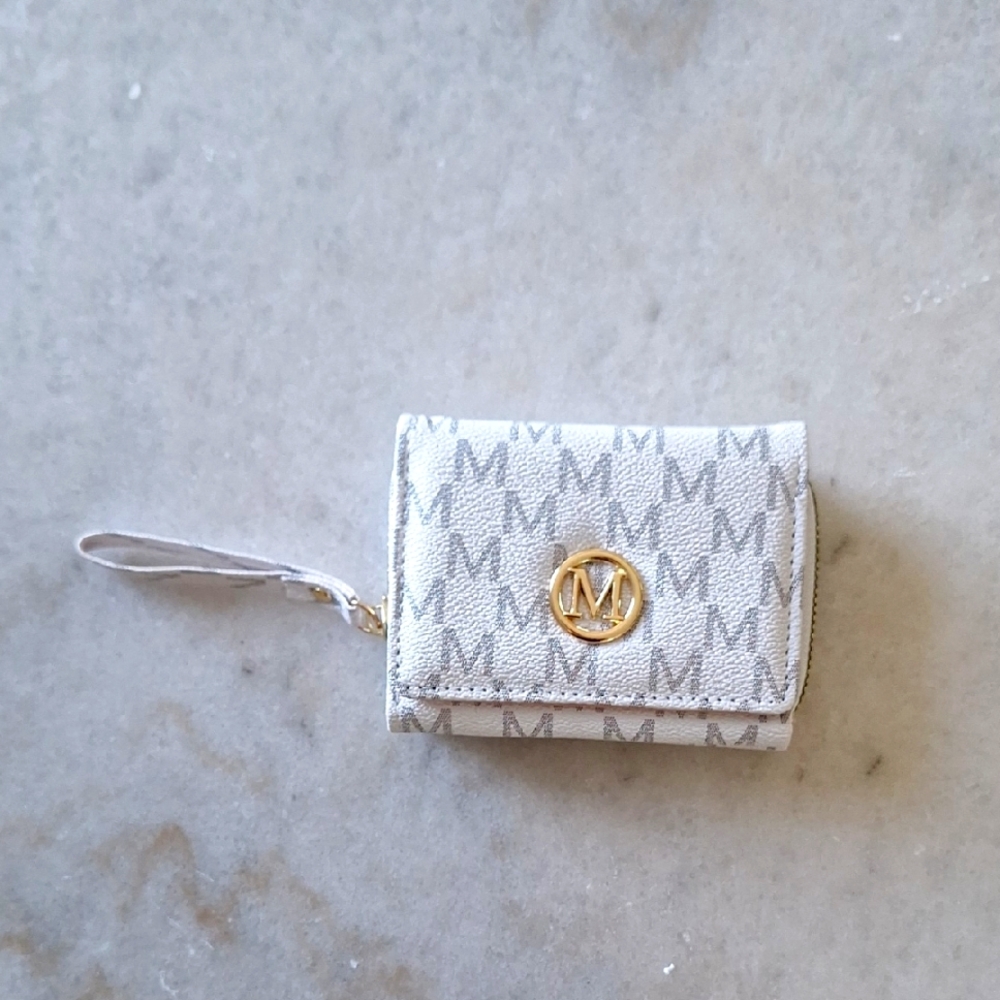NWOT White and Gray Monogram Wallet